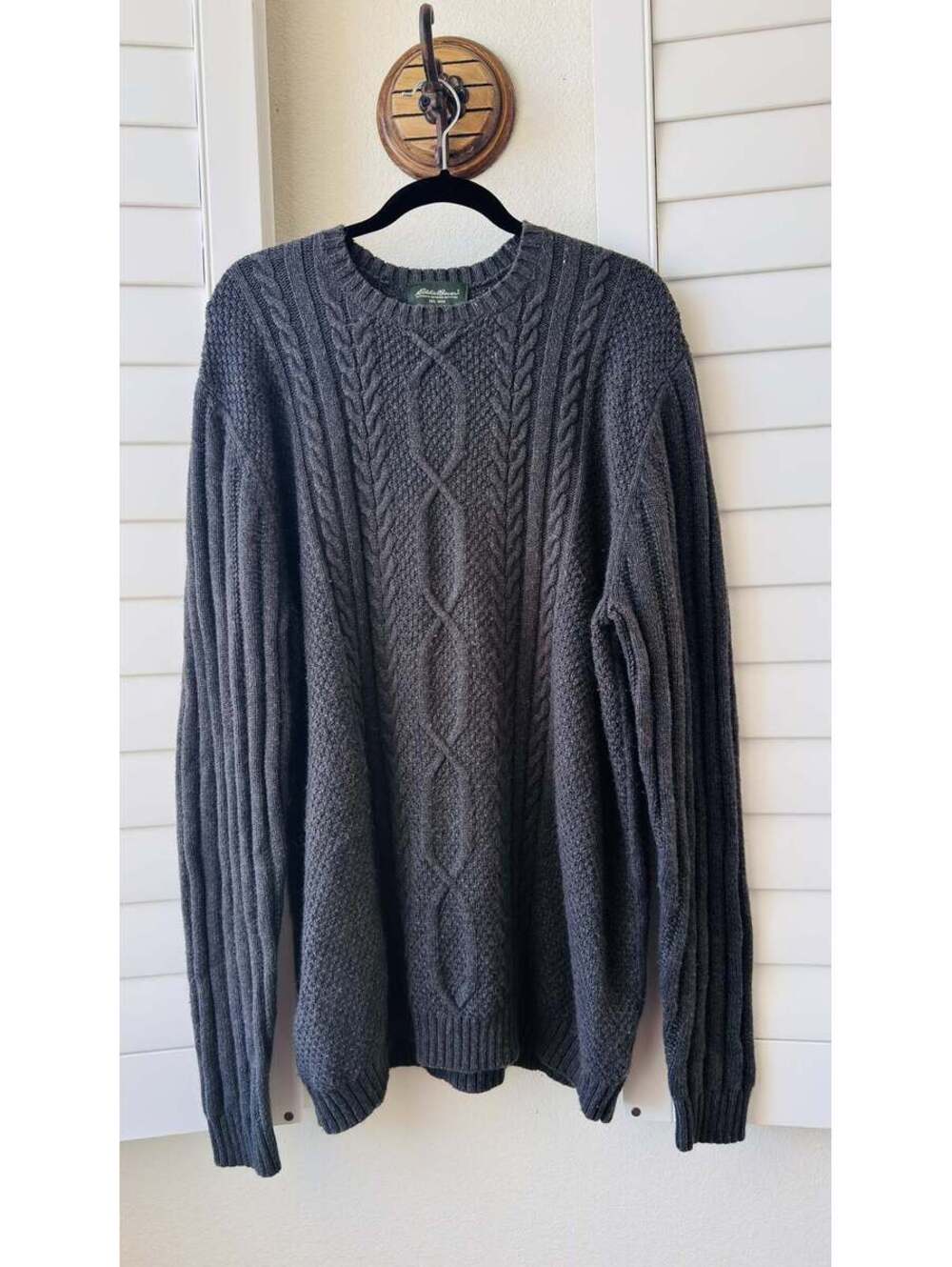 Eddie Bauer Charcoal Cable Knit  Sweater - Size Tall XL